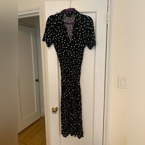 ASOS button down tie waist polka dot dress